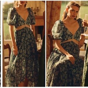 NWT V. Chapman Emma Dress Emerald Peony Floral
